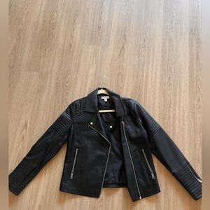 Topshop Nelly Faux Leather Jacket in Black